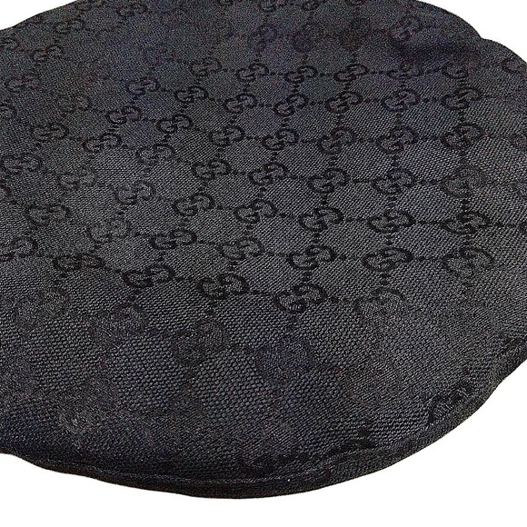 Authentic Gucci Tom Ford Black Monogram GG Jacquard Leather Trim Beret - Picture 2 of 9